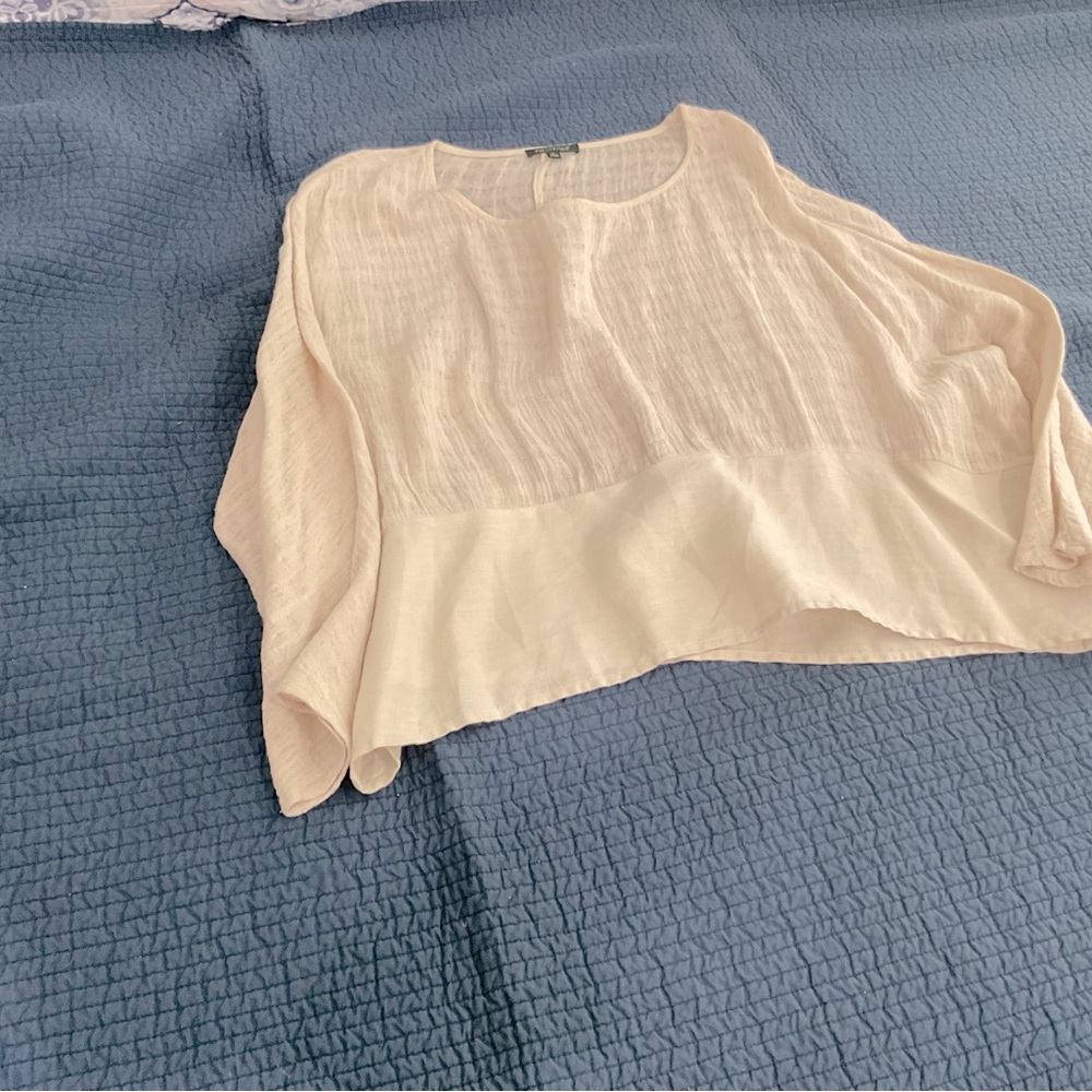 Gauze and linen batwing blouse